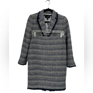 J. Crew Navy Tweed Lady Jacket with Fringe Two Piece Skirt Blazer Suit Set - 4